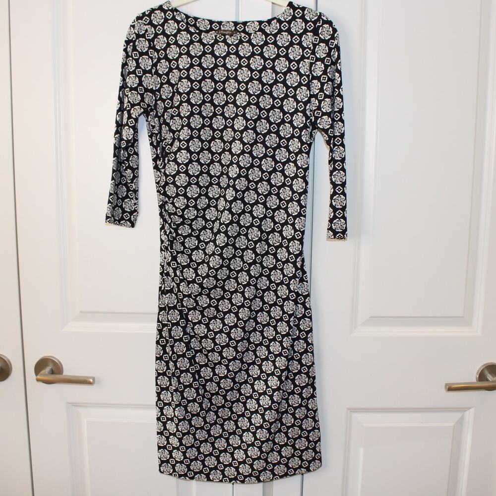 J MCLAUGHLIN Sage Ruched Medallion Print Dress Catalina Cloth | Small